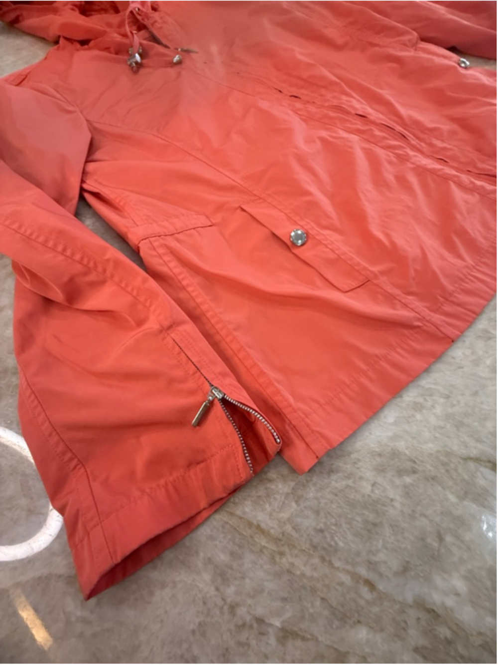 Lafayette 148 New York Coral rain wind breaker hooded Jacket Size L - Picture 6 of 14